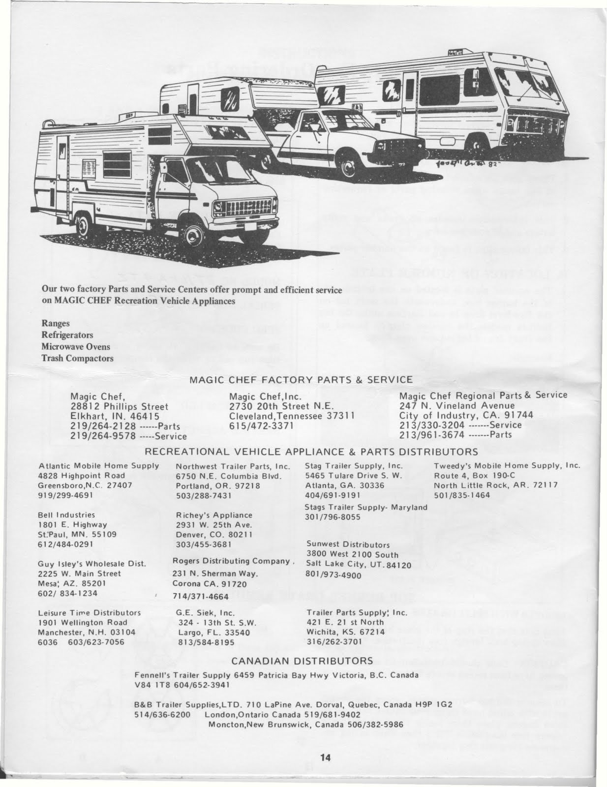 1983 Fleetwood Pace Arrow Owners Manuals Magic Chef RV stove manual